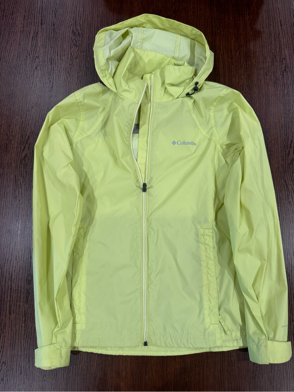 Columbia Neon Yellow Hooded Rain Jacket
